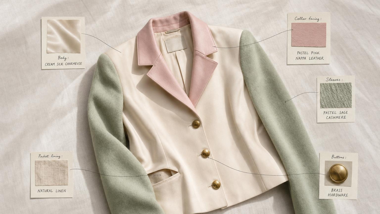 Different fabric on every part of the garment.