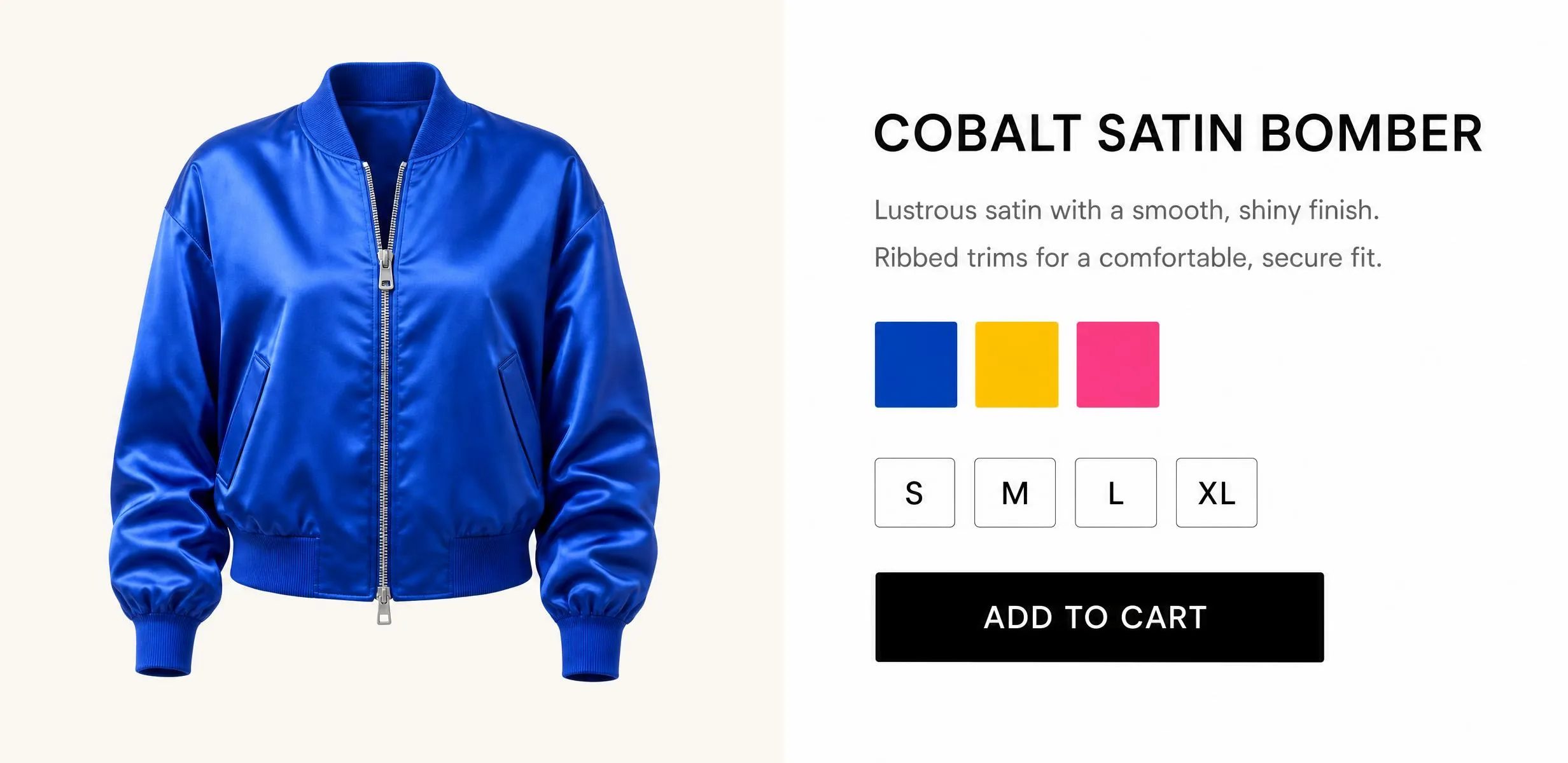A finished product page for the cobalt bomber, ready to sell