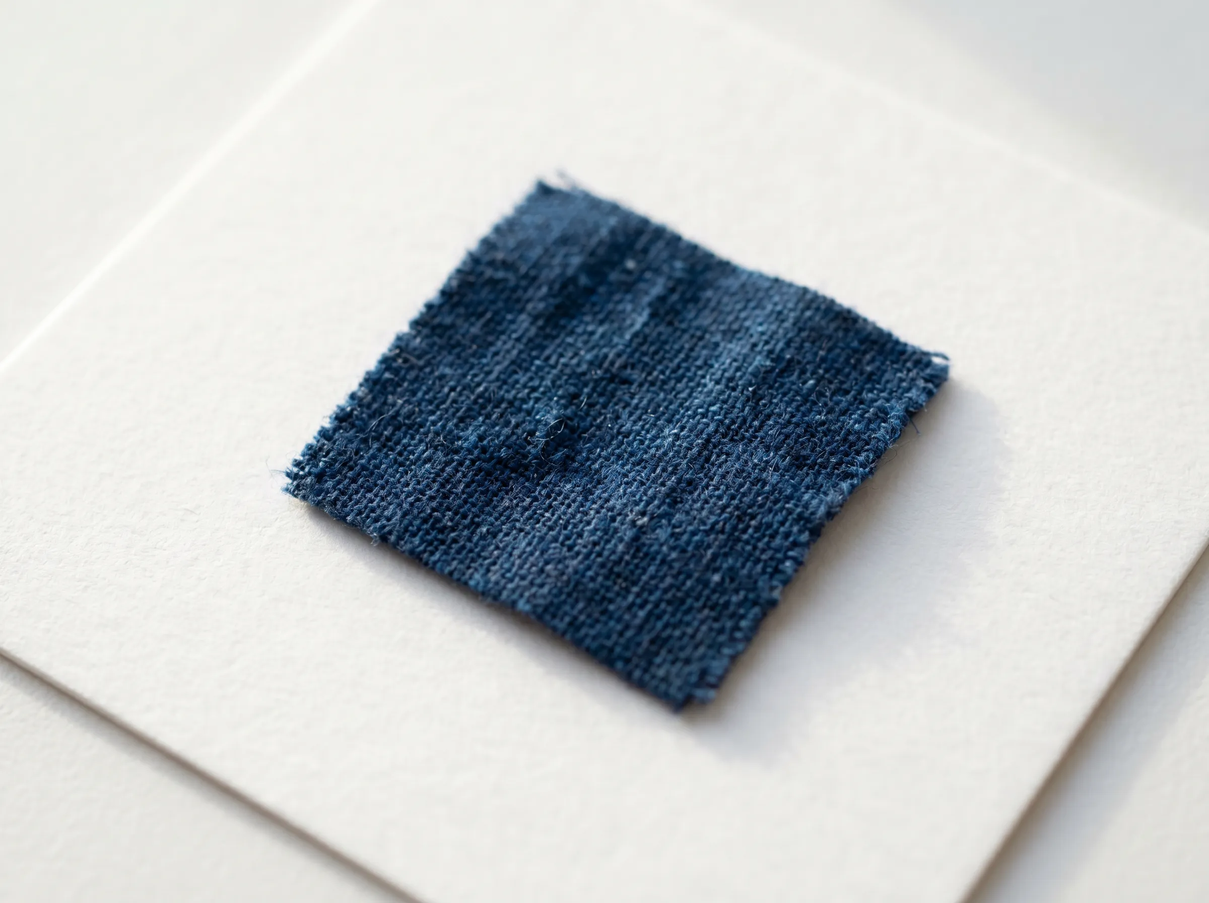 Close-up of a Pantone TCX cotton swatch card labeled 19-4052 TCX Classic Blue, showing the dyed cotton chip and printed color code used in fashion specifications