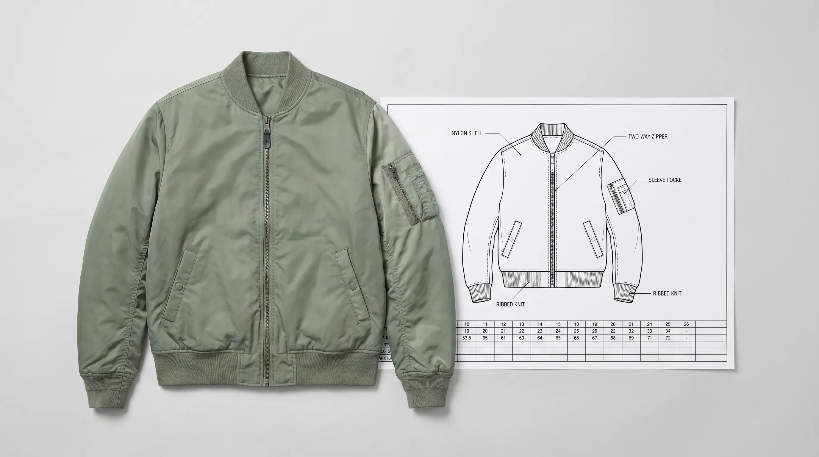Tech pack for bomber jackets