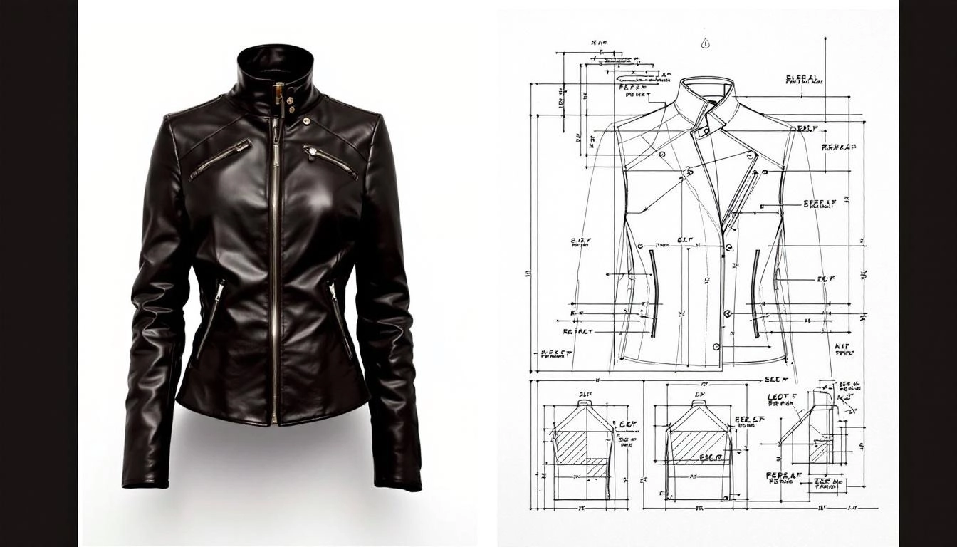 Hand sketch transformed into professional technical flat sketch