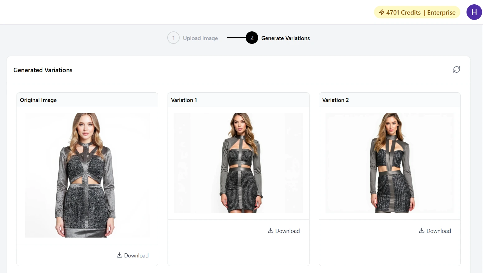 A mockup of an Instagram poll asking customers to vote on their favorite of two AI-generated fashion design variations.