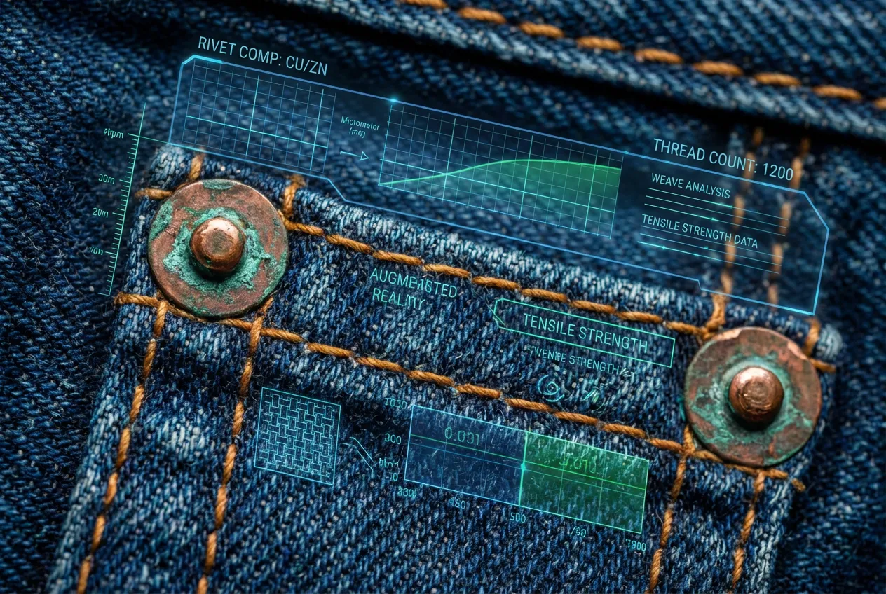 Denim tech pack topstitching detail