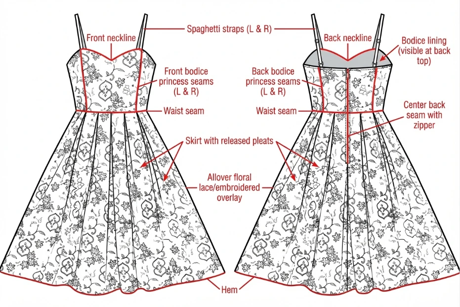 Dress Tech Pack - Complete Manufacturing Guide with Examples
