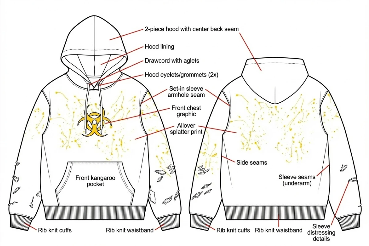 Hoodie garment callouts example
