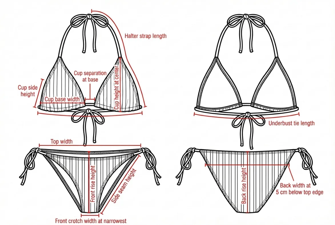 Swimwear sample measurements precision