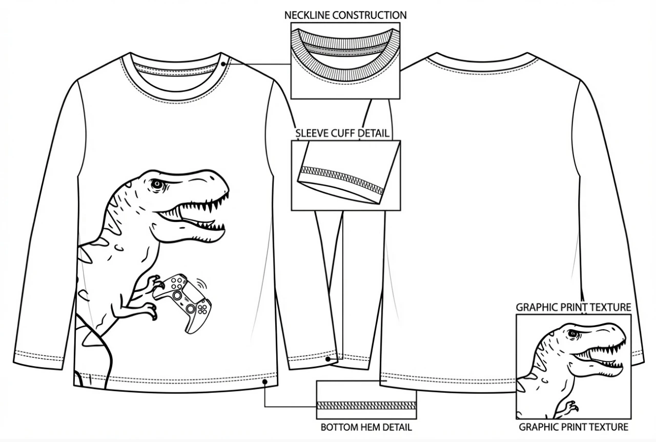 T-shirt neckline construction detail